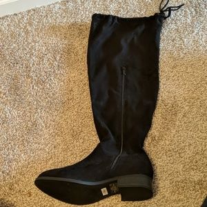 Over the knee black suede boots